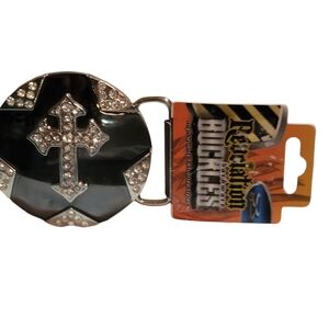 Revelation Rhinestone Embellished Cross Star Belt Buckle Black Cowgirlcore NWT